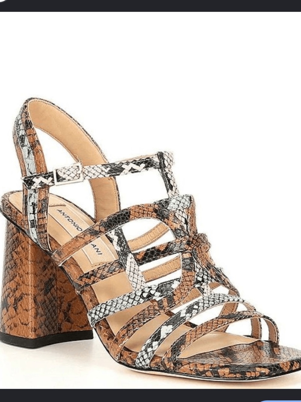 Antonio Melani snakeskin print heeled strappy shoes heels sandals size 10